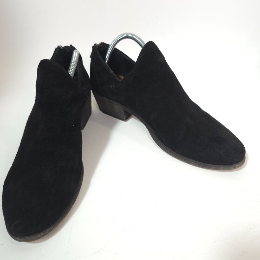Frye Kenzie Black Suede Low Heel Ankle Booties Women’s Size 9M Stylish Classic